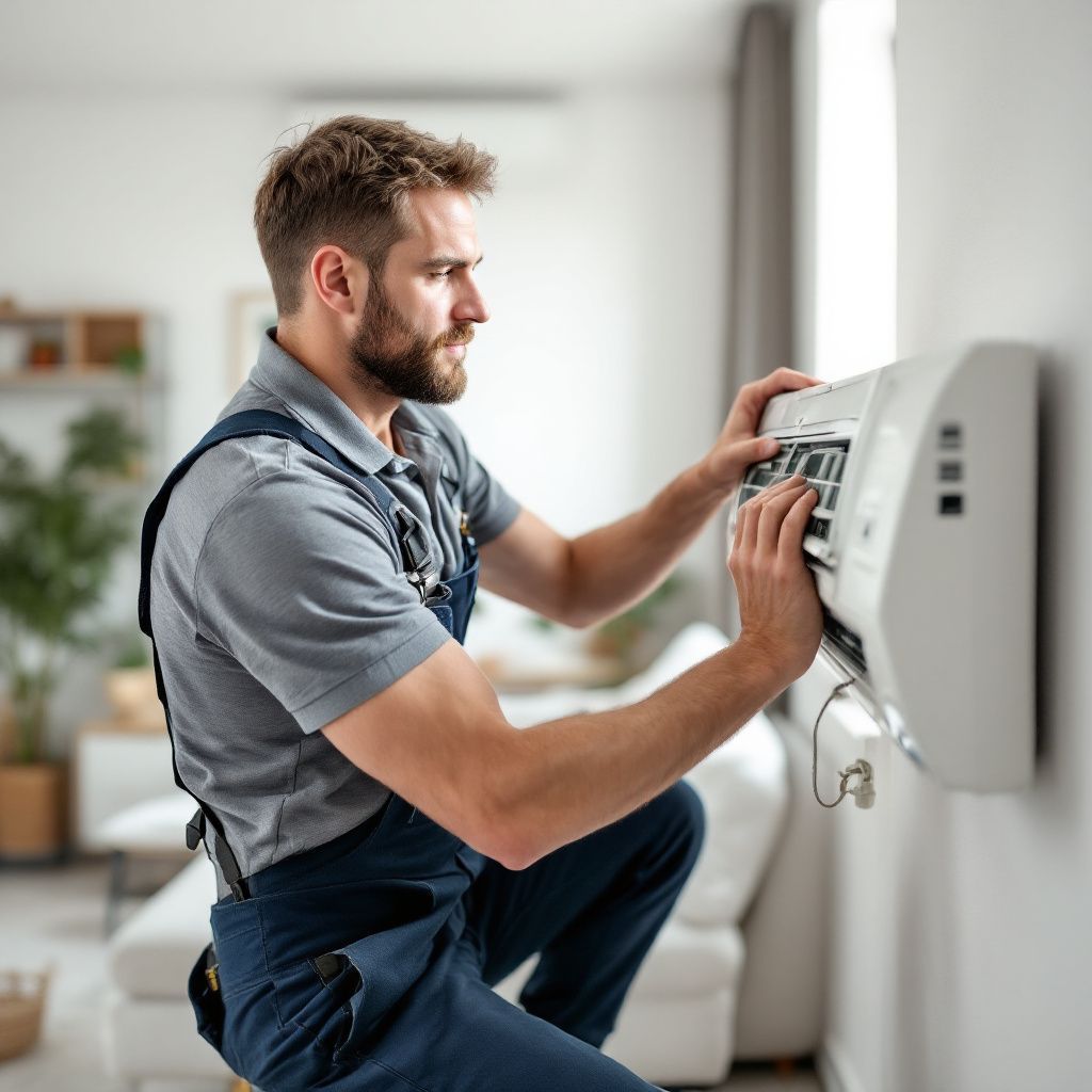 Nuestro técnico de aire acondicionado trabajando en Barcelona Técnico especialista en climatización