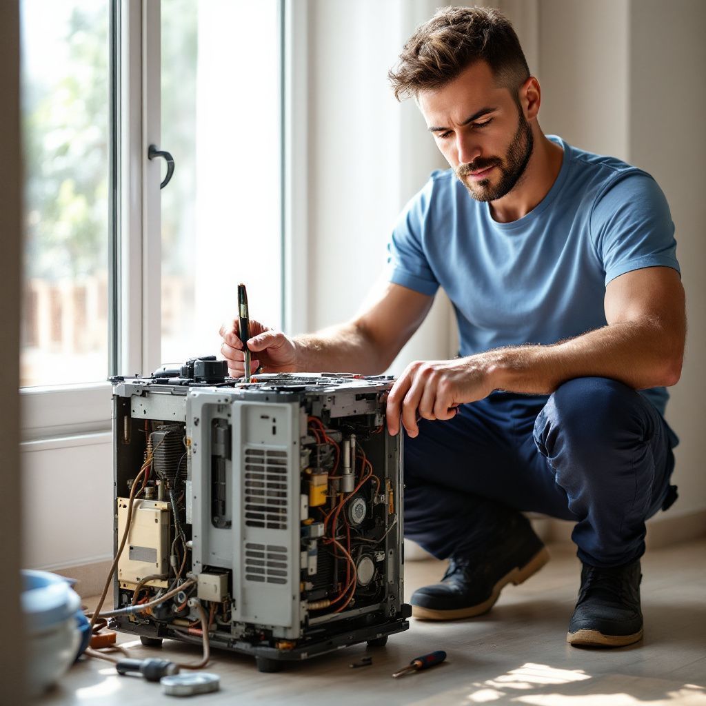 Tecnico de Calderas trabajando en reparacion en Barcelona Tecnico reparando un Boiler en Barcelona
